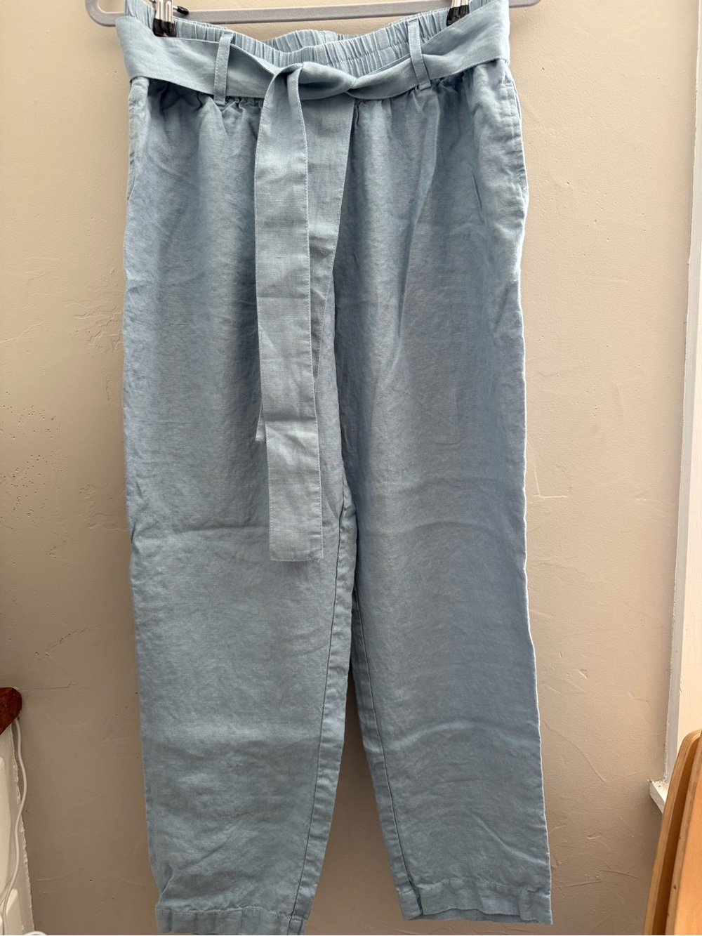 notPERFECTLINEN Ath ns-2 Swedish Blue Straight-Leg Tie-Waist Pants